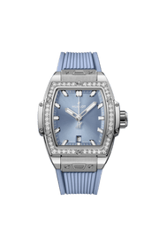 Hublot Spirit of Big Bang Steel Coal Blue Diamonds 682.SX.717B.RX.1204 - cassa acciaio - cinturino gomma azzurro ghiaccio - quadrante azzurro ghiaccio con datario